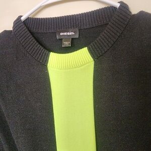 Diesel Men's Charcoal and Neon Sweater